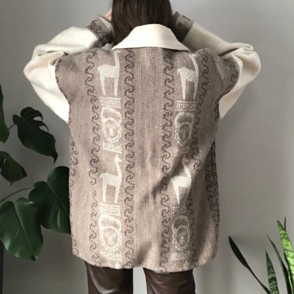 Wool woven blanket jacket / men’s XL - Picture 4 of 9